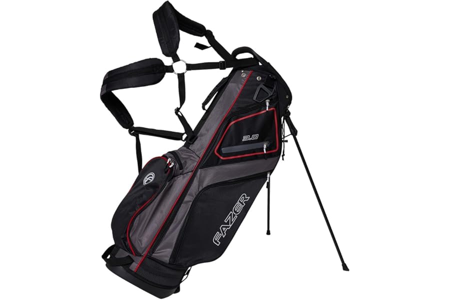 FAZER Lightweight Golf Bag with Club Dividers, Full-Length Club Dividers & 6 Zippered Pockets - Durable Nylon Golf Club Bag for Convenient Carrying & Storage