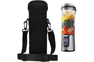 AMERBTECH Housse de rangement portable pour blender avec bandoulière - Sac entièrement enveloppant compatible avec Ninja 18oz Blast Portable Blender BC151NV/BC151BK/BC51NV/BC151CR/BC151EM (Noir)