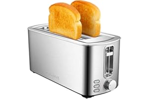 My Wave - Tostador Doble Ranura - Para Todo Tipo de Pan y Bollería - Potencia 1400W - Temperatura Regulable - Funciones Incluidas de Recalentar, Descongelar y Detener - Fabricado en Metal