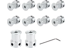 ZIZISHU Super Print GT2 Puleggia Pulley 20 Denti Teeth 5mm foro Bore Pulley Wheel for Voron 2.4 for 3D Printer 9mm/10mm Width GT2 Timing Belt.(10pcs)