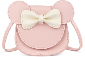 Shirene Mouse Ears Bow Crossbody Bag,Bolso de Hombro para Niña,Minibolso con Solapa y Lazo,con Correa Ajustable Bolso Niña para Niñas,Niñas y Adolescentes Color Rosa