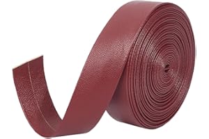 GORGECRAFT Nastro di Rifinitura in Pelle PU 5mX25mmX1mm Strisce di Pelle Pieghevoli Cordino Piatto in Pelle di Agnello Cinturino in Similpelle Morbida per Fai da Te Cintura Bracciale Rosso Scuro