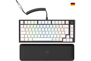 GLORIOUS PC GAMING RACE Glorious Gaming GMMK PRO 75% - Tastiera da gaming mecc.a modulare, TKL, struttura da 1,5 kg, personalizzabile, cavo a spirale, poggiapolsi, tasti in PBT bianchi, RGB, layout QWERTZ tedesco - Nero