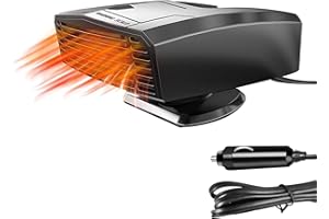 EVNOI 2022 Newest Car Heater Defogger 12V 200W, 2 in 1 Heating/Cooling Mini Car Heater Defroster Anti-Fog Plug in Cigarette Lighter, Defroster with Ergonomic Handle Windshield Defroster-Black