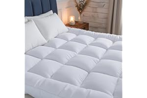 4AS Supersoft Mattress Topper Kingsize Bed - 1100 GSM Microfibre Filling 4 Inch (10cm) ExtraThick Mattress Topper with Elasticized Corner Straps - White (King 150x200 cm)