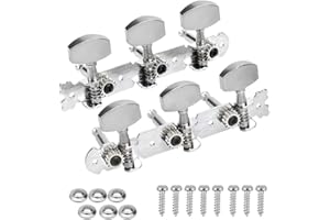 NATUCE 2 Pcs Guitare Tuning Clé,3+3 Style (G et D) Mécaniques Bouton en métal sur deux plaques pour Guitare Acoustique ou Classique