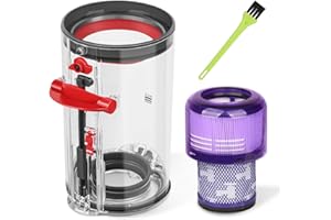 DrRobor Pojemnik na kurz i zestaw filtrów kompatybilny z odkurzaczem Dyson V15 V11, części zamienne, pojemnik nr 970050-01/965443-01, filtr nr 970013-02/970013-03