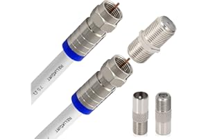 RELIAGINT Cable de TV RG6，conector F de cobre impermeable con F81 / RF capaz de extensión, video HD de alta velocidad de hasta 3 Ghz para STB, Dish TV, satélite, cable coaxial de antena (Blanco, 1 m)