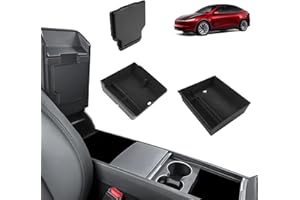 [3 Pezzi] GAFAT Nuovo Tesla Model Y Juniper 2025 2026 Vano Portaoggetti Console Centrale, 2 Organizer Vassoio per Bracciolo Flocculazione, 1 Scatola Nascosta, 2026 Tesla Model Y 2025 Accessori