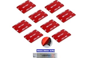 CANOPUS GoPro Adhesivo, 8 PZs 3M VHB 5952 (44mm x 34mm), Almohadillas Adhesivas 3M para Montaje de Casco GoPro, Almohadillas Adhesivas de Doble Cara Para GoPro, SJCAM, decoración del hogar