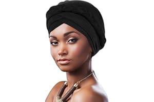 DRESHOW 1 Stück Afrikanischer Damen Turban Geflecht Kopfbedeckung Kopftücher Chemo Kappe Vorgebunden Beanie Mütze Kopfwickel Schlafmütze