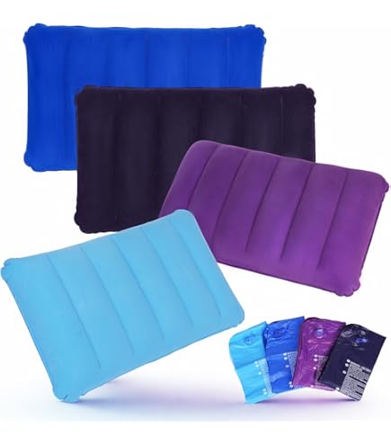 YIJUNSTORE Lot De 4 Coussins Gonflables Pour Voyage, Coussins Gonflables, Doux, Plage, Camping, Randonnée, Pliable, Coussin De Couchage En PVC, 47 X 35 Cm