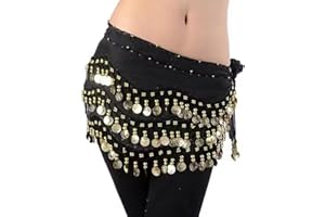 SDKZBFC Belly Dance Hip Scarf ，98 Gold Coins Chiffon Belly Dance Hip Scarf Dance Skirt Belt Waist Chain