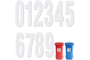 WEHERS Wheelie Bin Numbers for Bins 10 Pack Wheelie Bin Stickers Dustbin Number Stickers Self-adhesive Vinyl 18cm x 5cm House Numbers