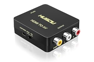 OZVAVZK Musou HDMI a AV Convertidor,HDMI a RCA Convertidor Compuesto RCA CVBS Señal Audio y Vídeo Adaptador Soporte PAL/NTSC Interruptor Full HD 3D 1080P