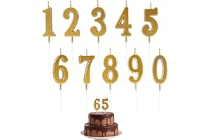 10 stycken siffror 0–9 guld födelsedagsljus, kaknummerljus, födelsedagstårta siffror ljus nummer 0–9, födelsedagsljus för födelsedag, bröllop, fest, tårtdekorationer