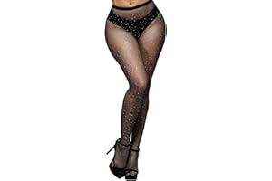YOGINGO Damen Diamanten Netzstrumpfhosen Schwarz,Rhinestones Netzstrumpfhose Strumpfhosen Glitzer Strumpfhose Damen Mesh Hohe Taille Eng Glitzernde Strass Netzstrumpfhose Strümpfe Strumpfhosen