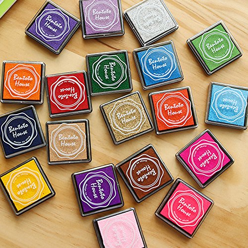 KEEKA 20x Bunte Stempelkissen-Set mit Mini-Stempel Fingerfarbe Ungiftig und Waschbar - 2