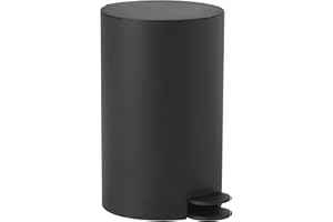 Gedy SHARON Papelera basura baño, 3L, con pedal y tapa, Resinas termoplásticas, Negro Mate, 15,8 x 19,5 x 25,4