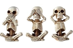 Irayin Decorazioni di Scheletro di Halloween, Statua di scheletro Halloween Decorativi, Scheletro Non Vedo Non Sento Non Parlo per Feste, Giardino, Cortile