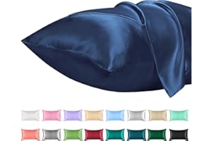 Lirex Zestaw 2 poszewek na poduszki, satynowe, 40 x 60 cm, miękkie jak jedwab, poszewka na poduszkę 40 x 60 cm, dla skóry i włosów, certyfikat Oeko-Tex, granatowe