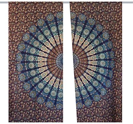 Indian Wall Hanging Tapestry Psychedelic Mandala Tapestry Drapes Window Curtains Shower Curtain Indian Drape Handmade Curtain Boho Set Window Treatments & Valances Indian Mandala Room Curtain