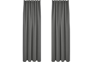 Deconovo Tende Oscuranti per Interni 2 Pezzi, Tende Moderne per Soggiorno e Camera da Letto, 140x290 CM (Larghezza x Altezza), Grigio Chairo