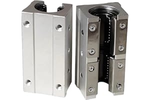 Coavoo SBR12LUU Lot de 2 roulements à billes linéaires 12 mm - Bloc coulissant ouvert - Blocs de roulement pour guides de mouvement linéaire SBR12