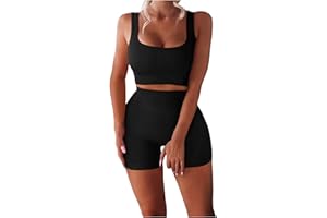 Dwevkeful Completi Sportivi Donna Tuta da Ginnastica 2 Pezzi Crop Tops Maniche Corte e Pantaloncini Sportiva a Vita Alta Senza Cuciture Completo Yoga Fitness Jogging Corso Palestra