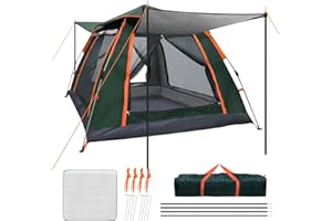 HJZ Tente de camping instantanée automatique pour 3 à 4 personnes, tente dôme imperméable, coupe-vent, abri portable pour randonnée, trekking, camping, randonnée, escalade, pique-nique, plage, pêche en