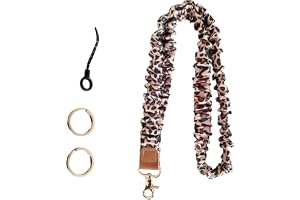 Wisafory Scrunchie Lanyards Sträckbara Lanyards Långt Nyckelband med 2 Ringar och 1 Mobilband Mjukt Elastiskt Lanyard Avtagba
