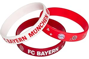 FC Bayern München Bransoletka dzieci?ca, zestaw 3 sztuk, uniseks, kolor czerwony i bia?y, silikon, nie zawiera niklu