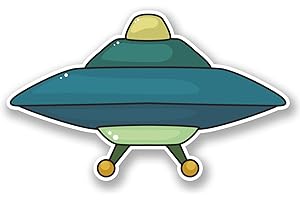 DESTINATIONVINYL 2 x UFO Alien Sticker en vinyle pour iPad Ordinateur Portable Espace vaisseau spatial de voyage cool # 5451 - 10cm Wide x 6cm Tall