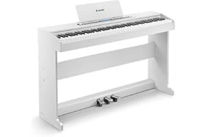 Donner 88 touches de piano à clavier lesté pour débutants, piano numérique de salon avec écran LCD, connexion sans fil, 600+ tonalités/rythmes, clavier de piano de taille normale, DDP-95 blanc