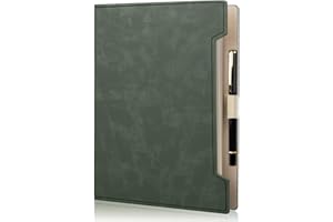 Fosdaling DIN A5 Ringbuch-Notizbuch aus PU-Leder, Nachfüllbares Notizbuch mit 6 Ringen und Einem Stift, Geeignet als Planer, Ordner, Binder, Organizer für die Arbeit, 100 Gsm (Grün)