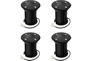 URing Spot Exterieur encastrable au sol pour GU10, IP67 étanche LED Spot Terrasse Extérieur Spot de sol rond et praticable pour l’extérieur, 230V lampe de sol ronde pour Pelouse, Cour, Ø11x12cm, Noir