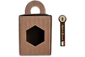 Agraria Ughetto Apicoltura Scatola per Miele cannetè Avana con Finestra Esagonale per 1 Vaso da gr. 500 | Stock 20 Pezzi con Sigillo di Garanzia Miele Italiano