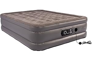 Vango Blissful Double Airbed with Built in Electric Pump, Automatic Silent Top Up Inflatable Mattress, Blow Up Camping Bed for Home, Guest Bed, Custom Comfort Settings, Flocked Surface 191x140x46 cm