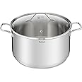 Tefal Intuition XL B8646904 Large Cooking Pot Stainless Steel 30 cm / 10 L Induction 5 Year Guarantee Premium Quality 18/10 Stainless Steel Size XL Sturdy Handles Glass Lid