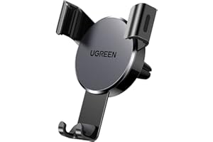UGREEN Support Téléphone Voiture Gravité Grille Aération Porte Smartphone Voiture Ventilation Pince Antidérapante Caoutchouc Compatible avec iPhone 15 Plus Pro Max 14 13 Galaxy S23 S21 Redmi (Noir)