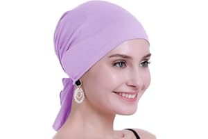 osvyo Bambusowa chustka na głowę dla kobiet po chemioterapii, wypadanie włosów, nowotwór, wsuwane nakrycie głowy, turbany, kapelusze, czapki, uszczelnione opakowanie, Bambus LIGHT FIOTOWY, Rozmiar uniwersalny