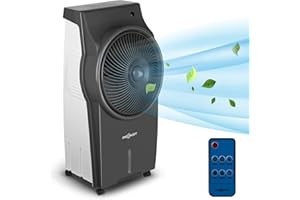 oneConcept Kingcool - Rafraîchisseur d'air 4 en 1, Refroidisseur d'air, Ventilateur, humidificateur, purificateur d'air, ionisateur, réservoir: 8 L, 2340 m³/h, 95 W, Oscillation, Mobile, Gris foncé