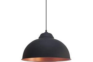 ‎EGLO EGLO Pendellampe Truro, Vintage Pendelleuchte im Industrial Design, Retro Hängelampe aus Stahl, schwarz, kupfer, E27 Fassung, Ø 37 cm