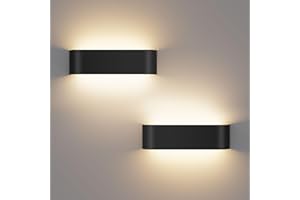 OOWOLF Indoor Led Wall Lights - 2 Pack 3000K/4500K/6000K Adjustable Color Temperature Wall Lights for Bedroom Living Room Kitchen Dining Room (Black, 2 Pack)
