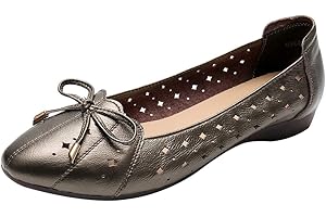 Jamron Femmes Cuir Véritable Chaussures de Confort Semelle Souple Ballerines Bas Talon Compensé Chaussons