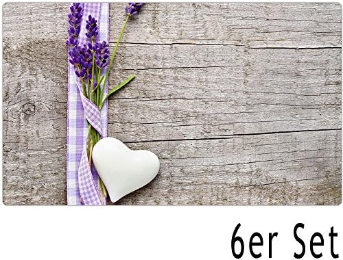 table mat placemat MOTIV lavender at wood board 6 pieces set from synthetic washable 43,5x28,5 cm