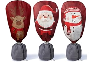 DEWUR 3er-Set 70g/m² Winter-Deko-Vlieshaube 90x110cm Winterschutz für Kübelpflanzen Pflanzen, Frostschutz Pflanzen Winter Jutesack Pflanzenabdeckung Pflanzenhauben für Olivenbaum Palmen (Rot)