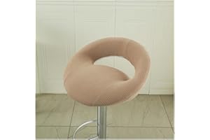 Mswborml Swivel Bar Stool Chair Covers with Hollow Backrest 4/2PCS, Anti-Slip Kitchen Bar Stool Chair Seat Covers Curved Lower Back, Round Bar Stools for Kitchen Island Seat Covers Washable,D,2PCS