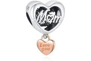 Amuefer Srebro wysokiej próby Family Charms do bransoletek w kolorze różowego złota Super Mom Family Tree Sister Sunflower Baby zawieszka dla kobiet i dziewcząt