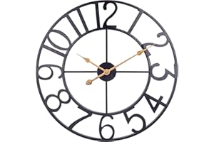 ‎SKYNATURE SkyNature Wanduhr Vintage Große, 50cm Industrie Dekor Wanduhren mit Arabisch Ziffern, Leise Ohne Tickgeräusche Analog Uhr, Runde Wanduhr für Wohnzimmer, Küche, Schlafzimmer